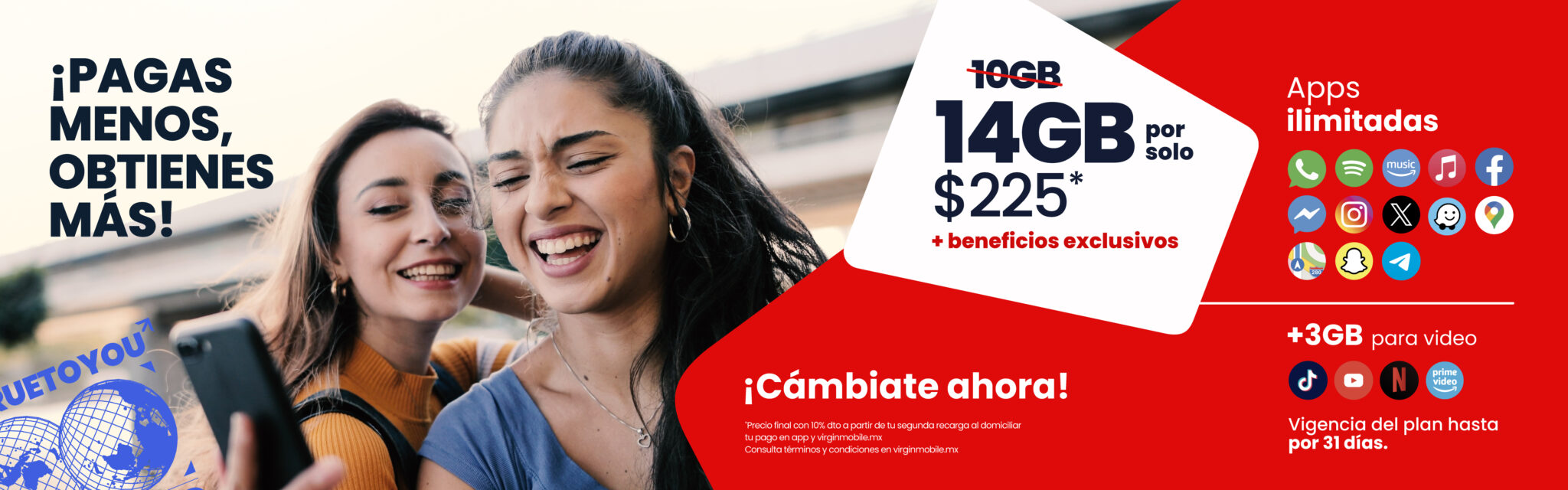 Virgin Mobile Mexico homepage banner